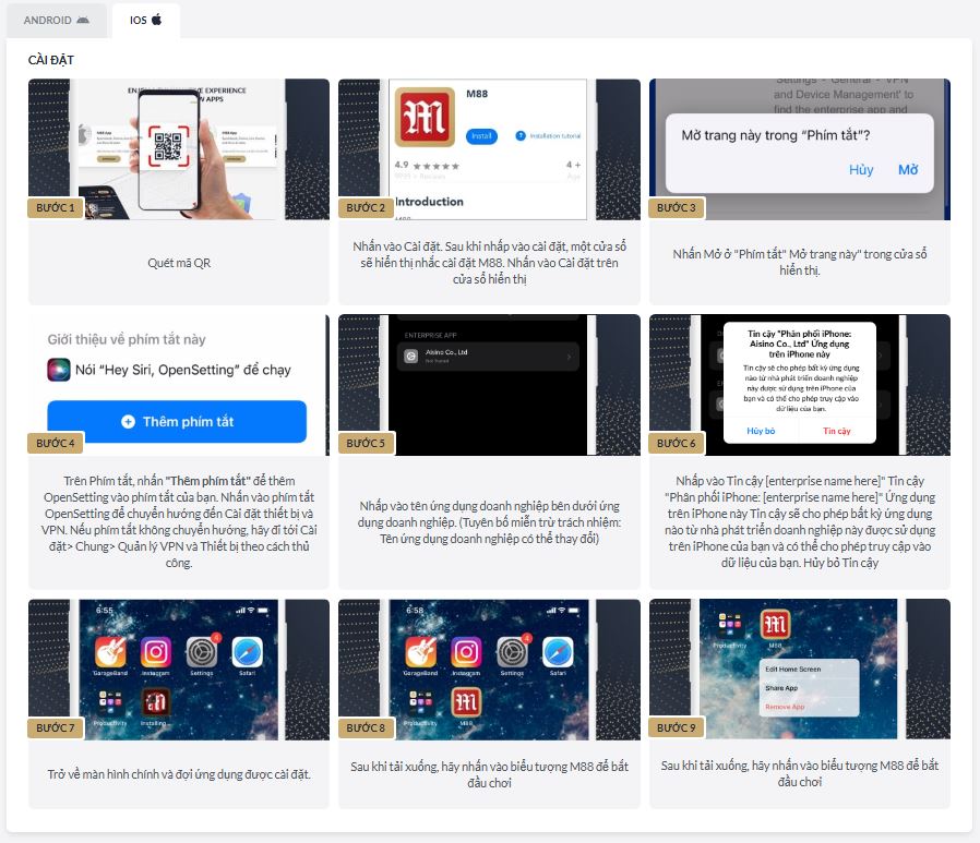 Cách tải M88 IOS